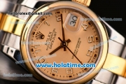 Rolex Datejust Lady Swiss ETA 2671 Automatic Two Tone with Champagne Dial and Arabic Numeral Markers