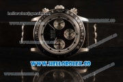 Rolex Daytona Vintage Edition Chrono Miyota OS20 Quartz Steel Case with Steel Bezel and Black Leather Strap