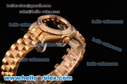 Rolex Dtejust 26MM Swiss ETA 2671 Automatic Yellow Gold Case with Diamond Markers Black DIal and Rose Gold/Diamond Strap