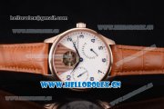 IWC Portuguese Tourbillon Asia ST25 Automatic Rose Gold Case with Wihte Dial Arabic Numeral Markers and Brown Leather Strap