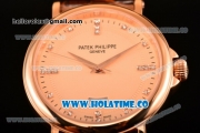 Patek Philippe Calatrava Miyota Quartz Rose Gold Case with Diamonds Markers and Rose Gold Dial