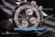 Rolex Daytona Vintage Edition Miyota Quartz Steel Case with Black Dial Dot Markers and Nylon Strap (GF)