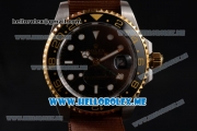 Rolex GMT-Master II Asia 2813 Automatic Steel Case with Black Dial and Brown Nylon Strap Dot Markers