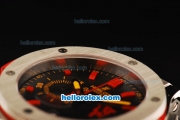Hublot Big Bang Chronograph Miyota Quartz Movement Steel Case with Black Dial and Red Markers-Black Rubber Strap