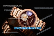 Cartier Rotonde De Miyota Quartz Rose Gold Case/Bracelet with Brown Dial and Diamonds Bezel