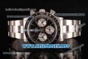 Rolex Daytona Vintage Chrono Miyota OS20 Quartz Steel Case/Bracelet with Black Dial and Stick Markers