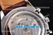 Longines Master Collection Chronograph Swiss Valjoux 7750 Automatic Movement Steel Case with White Dial and Leather Strap