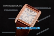 Cartier Tank MC Miyota 9015 Automatic Rose Gold Case with White Dial Roman Numeral Markers and Diamonds Bezel - 1:1 Original