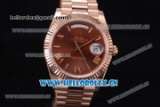 Rolex Day Date II Swiss ETA 2836 Automatic Rose Gold Case/Bracelet with Brown Dial and Roman Numeral Markers (BP)