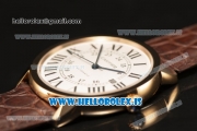 Cartier Ronde Solo Cartier Rose Gold Equipment Ronda 763 1:1 Clone White Dial With Brown Leather