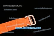 Cartier Ballon Bleu Swiss Quartz Rose Gold Case with Orange Leather Strap Diamond Bezel and Orange Dial