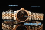 Rolex Datejust Automatic Movement ETA Coating Case with Black Dial and Rose Gold Bezel-Two Tone Strap