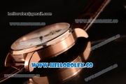 Glashutte Senator Meissen Tourbillon Swiss Tourbillon Automatic Rose Gold Case with White Dial and Brown Leather Strap