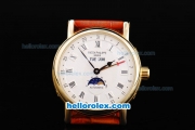 Patek Philippe Classic Automatic Movement Gold Case with White Dial and Leather Strap