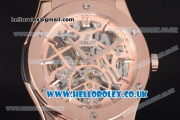 Hublot Classic Fusion Skeleton Asia Automatic Rose Gold Case with Skeleton Dial and Brown Rubber Strap