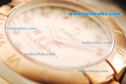 Omega Constellation Swiss ETA Quartz Movement Steel Case with Rose Gold Bezel and Diamond Markers - Lady Model