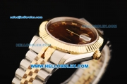 Rolex Datejust II Oyster Perpetual Automatic Movement Steel Case with Brown Dial and Gold Bezel-Two Tone Strap