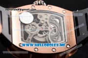 Richard Mille RM 51-01 Tourbillon Tiger and Dragon Asia Manual Winding Rose Gold Case with Seleton Dial and Dot Markers Black Rubber Strap