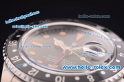 Rolex GMT Master Vintage Swiss ETA 2836 Automatic Black Bezel with Black Dial and Steel Bracelet-Orange Markers