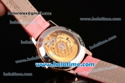 Vacheron Constantin Patrimony Swiss ETA 2824 Automatic Steel Case with Pink Leather Strap White Dial and Diamond Bezel