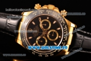 Rolex Daytona Chrono Swiss Valjoux 7750 Automatic Yellow Gold Case with Ceramic Bezel Black Dial and White Stick Markers (BP)