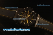 Hublot King Power Chronograph Miyota Quartz PVD Case with Skeleton dial Black Rubber Strap