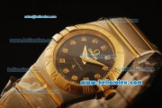 Omega Constellation Swiss Quartz Steel Case with Gold Bezel and Black Dial-Diamond Markers