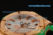 Hublot Big Bang King Swiss Quartz Movement Diamond Case and Bezel with Green Rubber Strap