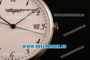 Breguet Classique Miyota 9015 Automatic Steel Case with White Dial and Black Leather Strap Arabic Numeral Markers - (AAAF)
