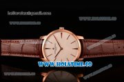 Vacheron Constantin Patrimony Miyota 9015 Automatic Rose Gold Case with White Dial Brown Leather Strap and Stick Markers