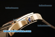 Cartier Santos 100 Automatic ETA Coating Case with White Dial and Black Leather Strap