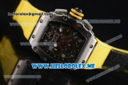 Richard Mille RM 011 Felipe Massa Flyback Swiss Valjoux 7750 Automatic Steel Case with Skeleton Dial and Yellow Leather Strap Yellow Markers