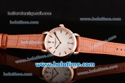 Vacheron Constantin Malte Miyota Quartz Rose Gold Case with Brown Leather Bracelet White Dial and Stick Markers