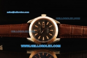 Omega Seamaster Aqua Terra Annual Calendar Automatic Movement Steel Case with Rose Gold Bezel and Brown Leather Strap