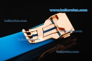 Hublot Big Bang Swiss Quartz Movement Rose Gold Case with Diamond Bezel and Blue Rubber Strap