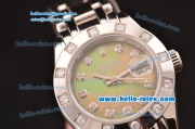 Rolex Datejust Lady Pearlmaster 2813 Automatic Steel Case with Diamond Markers Grey Mop Dial and Stainless Steel Strap ETA Coating