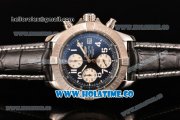 Breitling Avenger Seawolf Miyota Quartz Steel Case with Black Dial and Black Leather Strap - White Arabic Numeral Markers