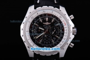 Breitling Bentley Automatic Movement Black Leather Band with Stainless Steel Case and Black Dial