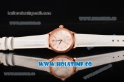 Rolex Cellini Time Asia 2813 Automatic Rose Gold Case with Beige Dial White Leather Strap and Stick Markers