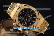 Audemars Piguet Royal Oak Chronograph Swiss Valjoux 7750 Automatic Yellow Gold Case/Bracelet with Black Dial Stick Markers (EF)