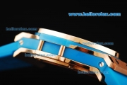 Hublot Big Bang Swiss Quartz Movement Rose Gold Case with Diamond Bezel and Blue Rubber Strap