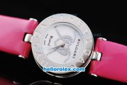 Bvlgari B ZERO 1 Ladies Quartz Movement with White Dial and CZ Diamonds-Pink Leather Strap