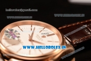 Rolex Cellini Time Swiss ETA 2824 Automatic Rose Gold Case White Dial Stick Markers With Rose Gold Bezel Brown Leahter Strap