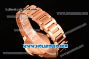 Cartier Rotonde De Miyota Quartz Rose Gold Case/Bracelet with Brown Dial and Diamonds Bezel