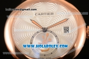 Cartier Rotonde De Miyota Quartz Two Tone Case/Bracelet with Silver Dial