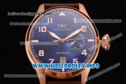 IWC Big Pilot’s Watch Edition "Le Petit Prince" Clone IWC 52010 Automatic Rose Gold Case with Blue Dial Arabic Number Markers and Brown Leather Strap (ZF)