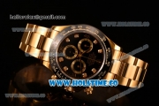 Rolex Daytona Chrono Swiss Valjoux 7750 Automatic Yellow Gold Case/Bracelet with Diamonds Markers Ceramic Bezel and Black Dial (BP)