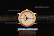 Vacheron Constantin Malte Swiss ETA 2836 Automatic Rose Gold Case with Rose Gold Diamond Bezel and White Dial-Alligator Strap