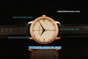 Vacheron Constantin Malte Swiss ETA 2836 Automatic Rose Gold Case with Rose Gold Diamond Bezel and White Dial-Alligator Strap