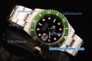 Rolex Submariner Oyster Perpetual Date Rolex 3135 Automatic Movement Full Steel with Black Dial and Green Bezel